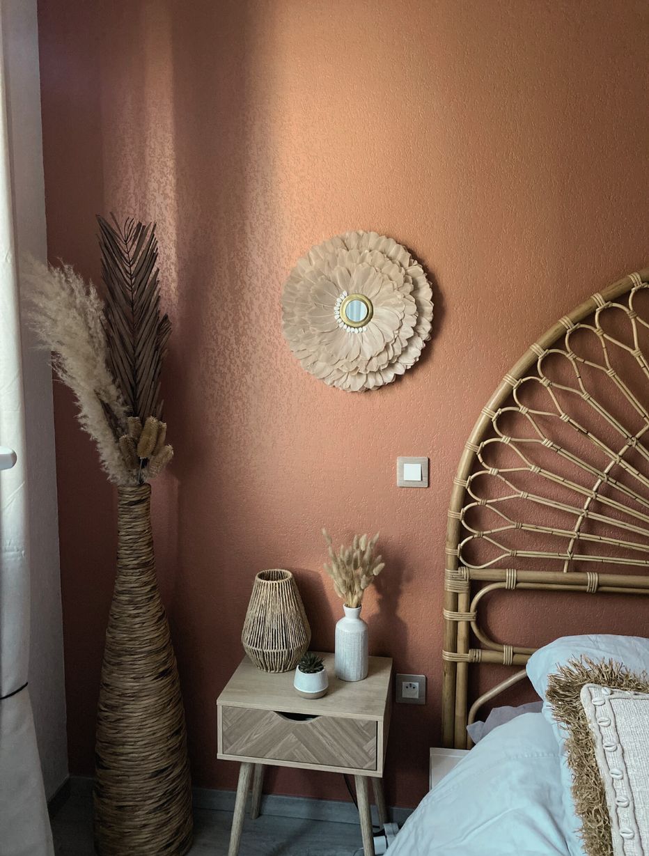 Miroir juju hat coquillages et plumes naturelles couleur beige, décoration murale artisanale