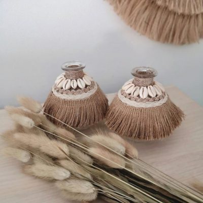 Vase « Coquillage d’Azur » – Une touche bohème entre sable et lumière